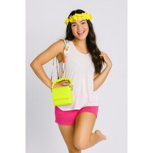 Trendy Lime Green Crossbody Casual Compact Ruched Handle Small Bag